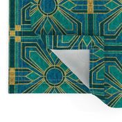 art deco tile in teal and blue