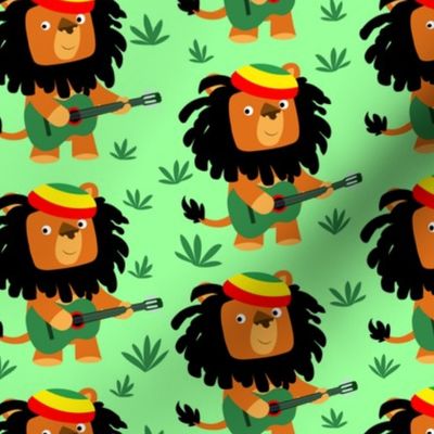Light Green Cute Cartoon Rastafarian Lion by Cheerful Madness!!
