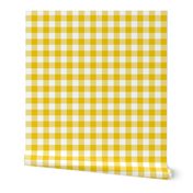 buffalo plaid mustard yellow and white 1"