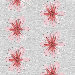 Pink Floral on Gray Large Scale