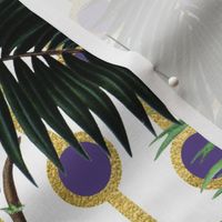 Tropical Palm Leaves on Beads White Gold Purple 