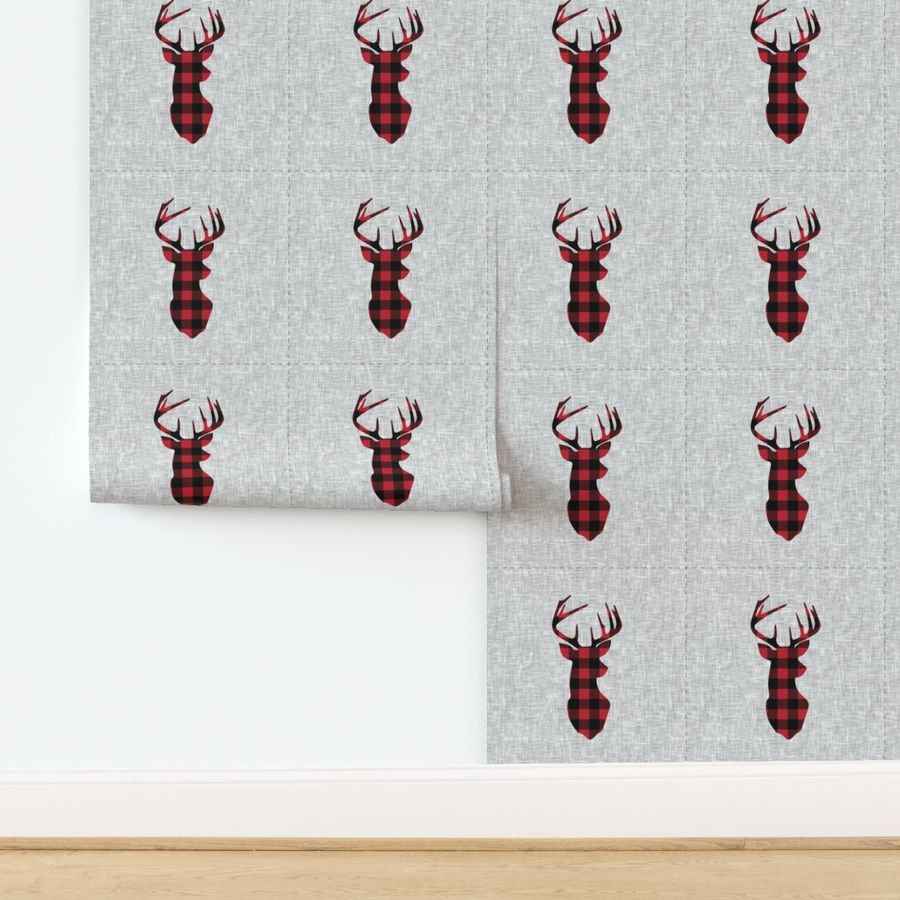 6" buffalo plaid buck quilt block with cut lines C18BS