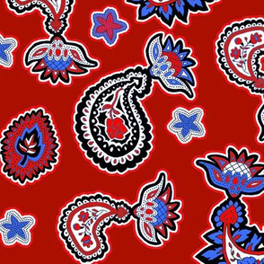 Red White and Blue Paisley