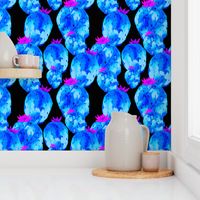 Prickly Pear Cactus Garden No. 2 in Electric Blue + Black