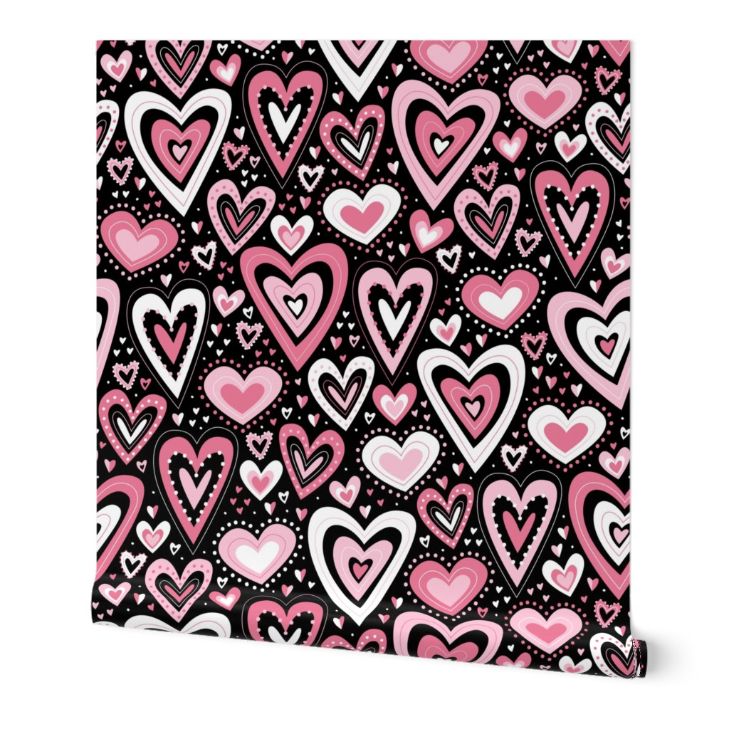 Lovely Hearts (Pink and Black)