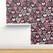 Lovely Hearts (Pink and Black)