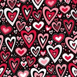 Lovely Hearts (Red and Black)