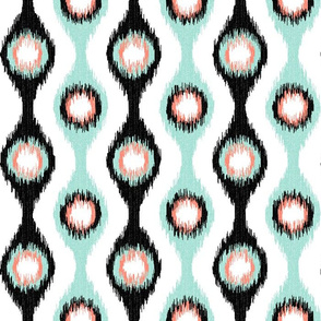 Ikat Stringed Beads Black Mint Coral 