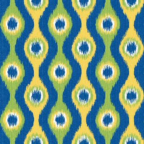 Ikat Stringed Beads Blue Green Yellow 