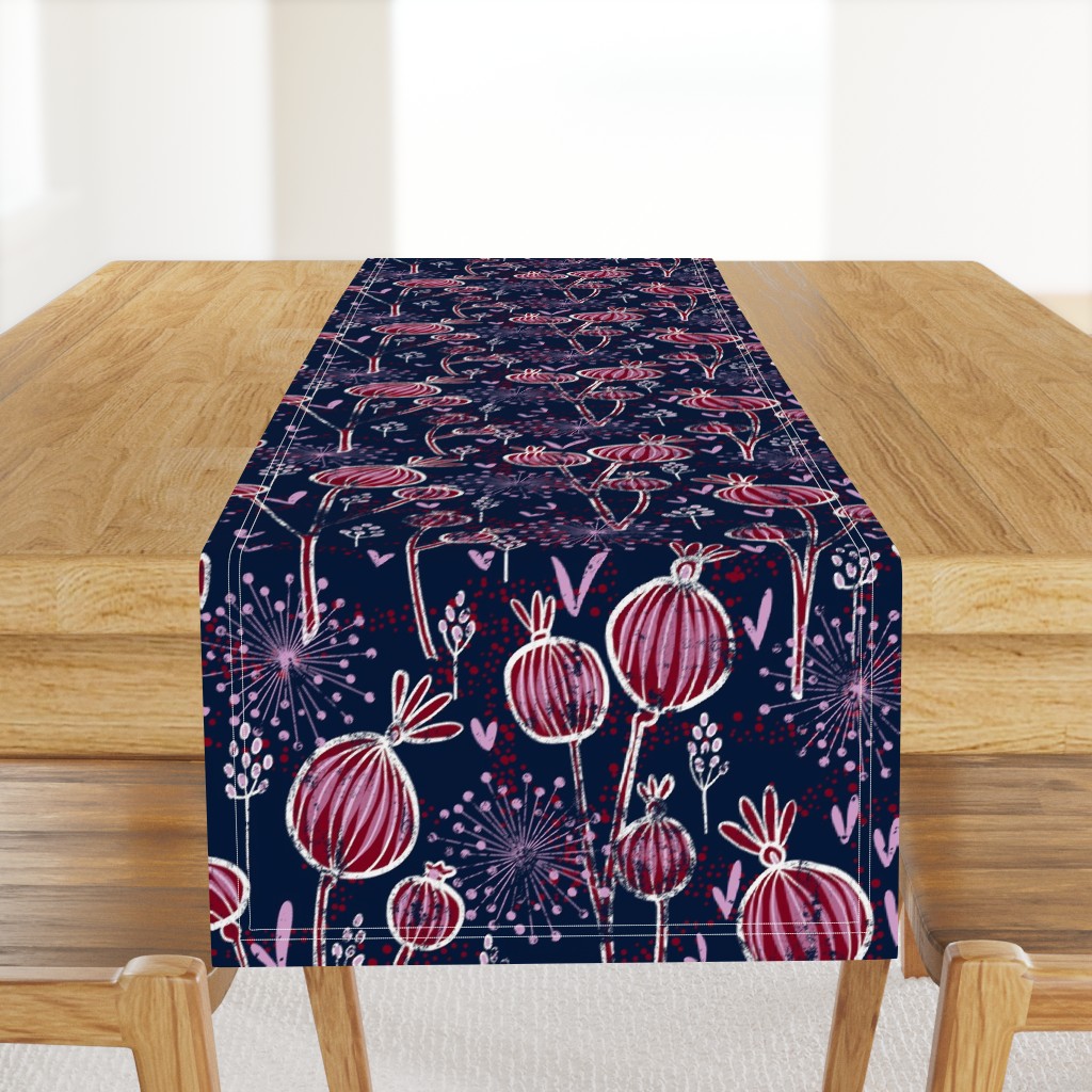 orchid and navy shabby batik flower meadow