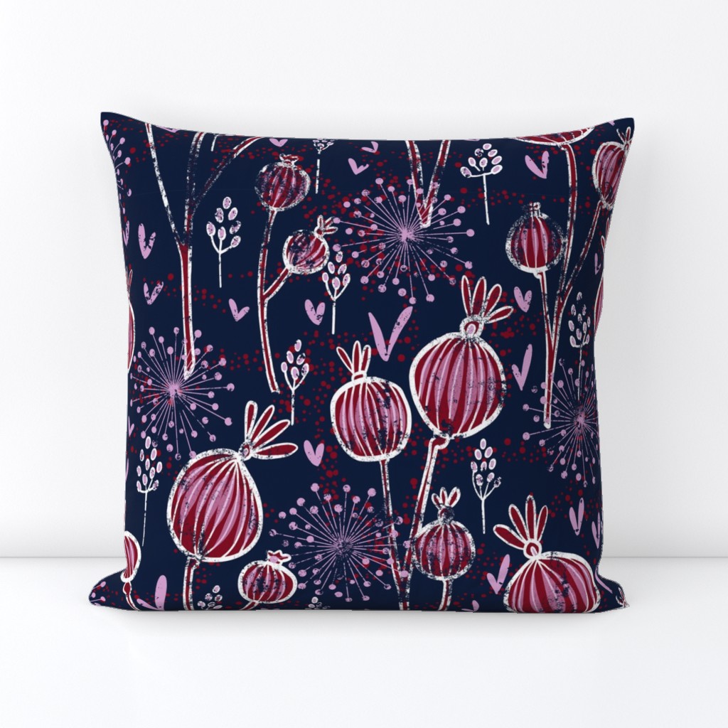 orchid and navy shabby batik flower meadow