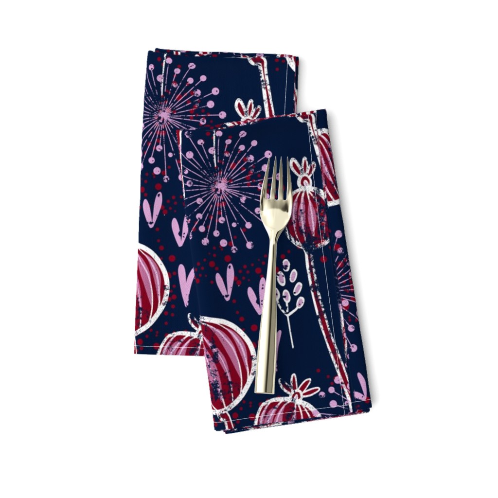 orchid and navy shabby batik flower meadow