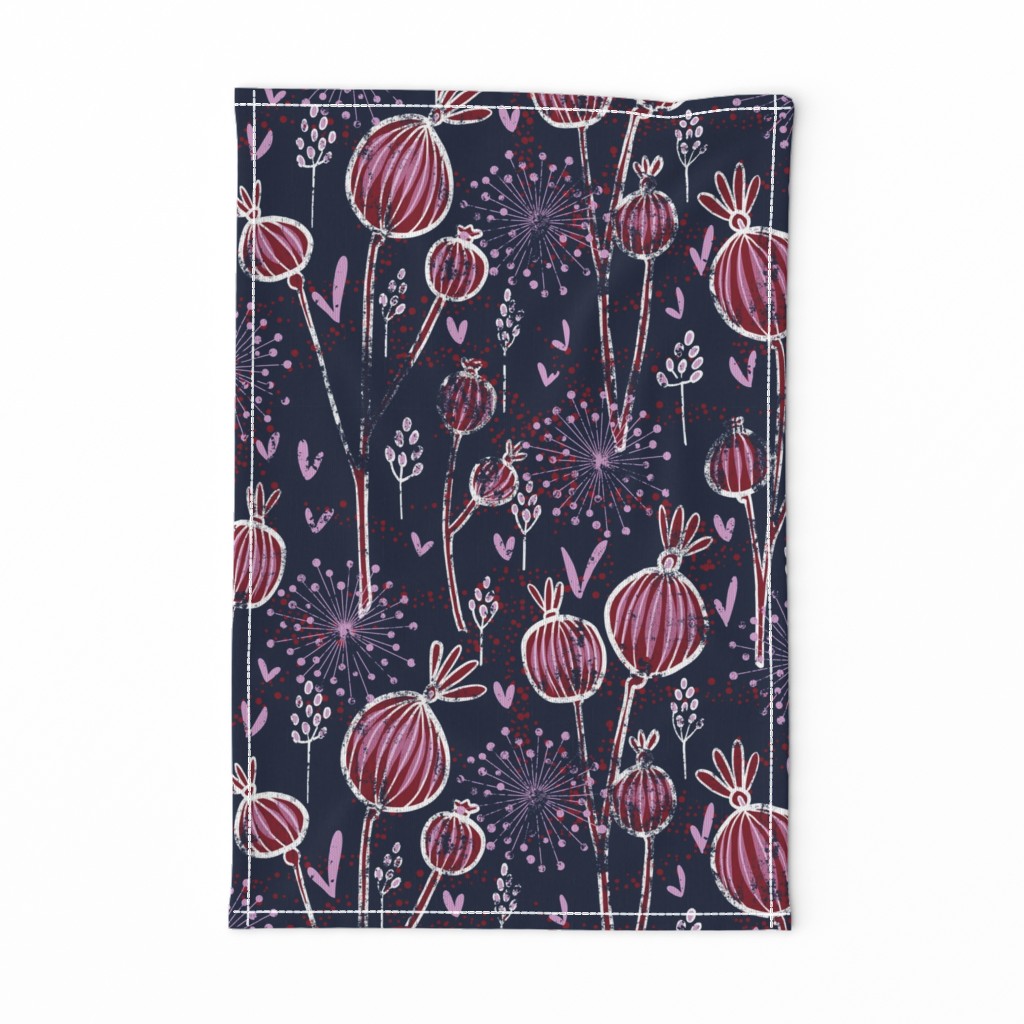 orchid and navy shabby batik flower meadow