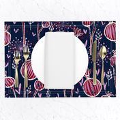 orchid and navy shabby batik flower meadow