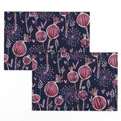 orchid and navy shabby batik flower meadow