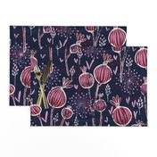 orchid and navy shabby batik flower meadow