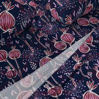 orchid and navy shabby batik flower meadow