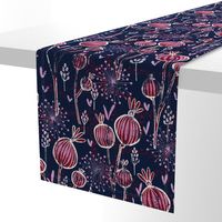 orchid and navy shabby batik flower meadow