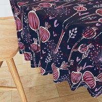 orchid and navy shabby batik flower meadow