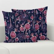 orchid and navy shabby batik flower meadow