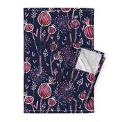 orchid and navy shabby batik flower meadow