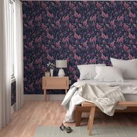 orchid and navy shabby batik flower meadow