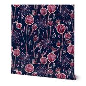 orchid and navy shabby batik flower meadow