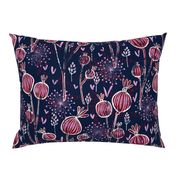 orchid and navy shabby batik flower meadow