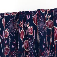 orchid and navy shabby batik flower meadow