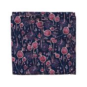 orchid and navy shabby batik flower meadow