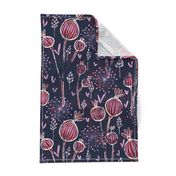 orchid and navy shabby batik flower meadow