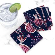 orchid and navy shabby batik flower meadow