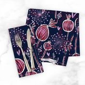 orchid and navy shabby batik flower meadow