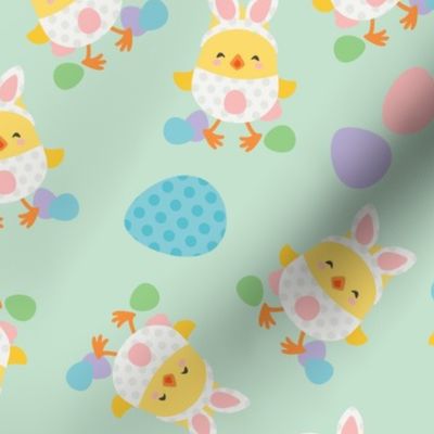 Bunny Chick and Easter Eggs