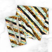 marbled stripes - green, gold and navy