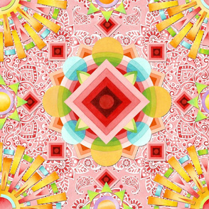 Pink Paisley Sunshine Mandala