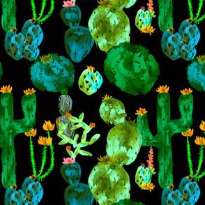 Desert Cacti + Succulents in Vivid Green Multi