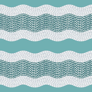 Wavy River 3 in Teal and Gray