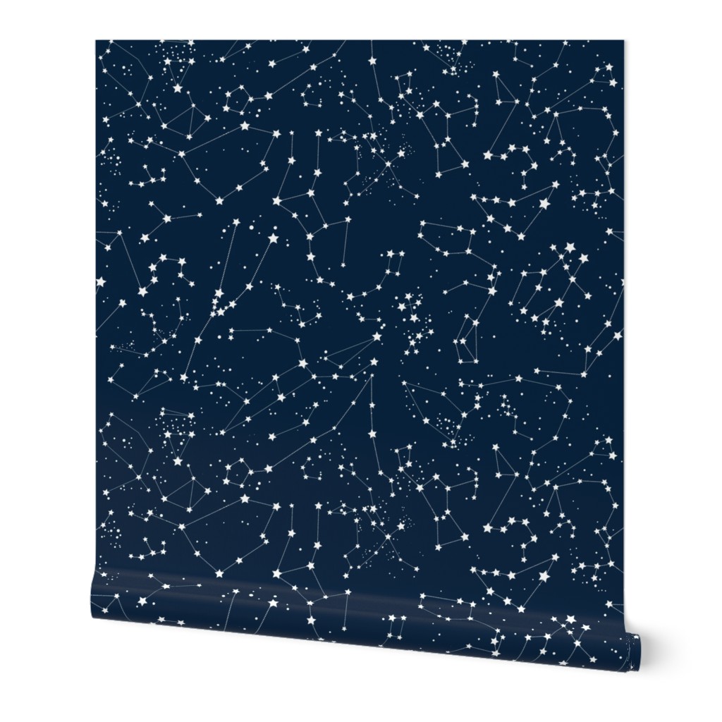 Constellations - white stars - navy blue background