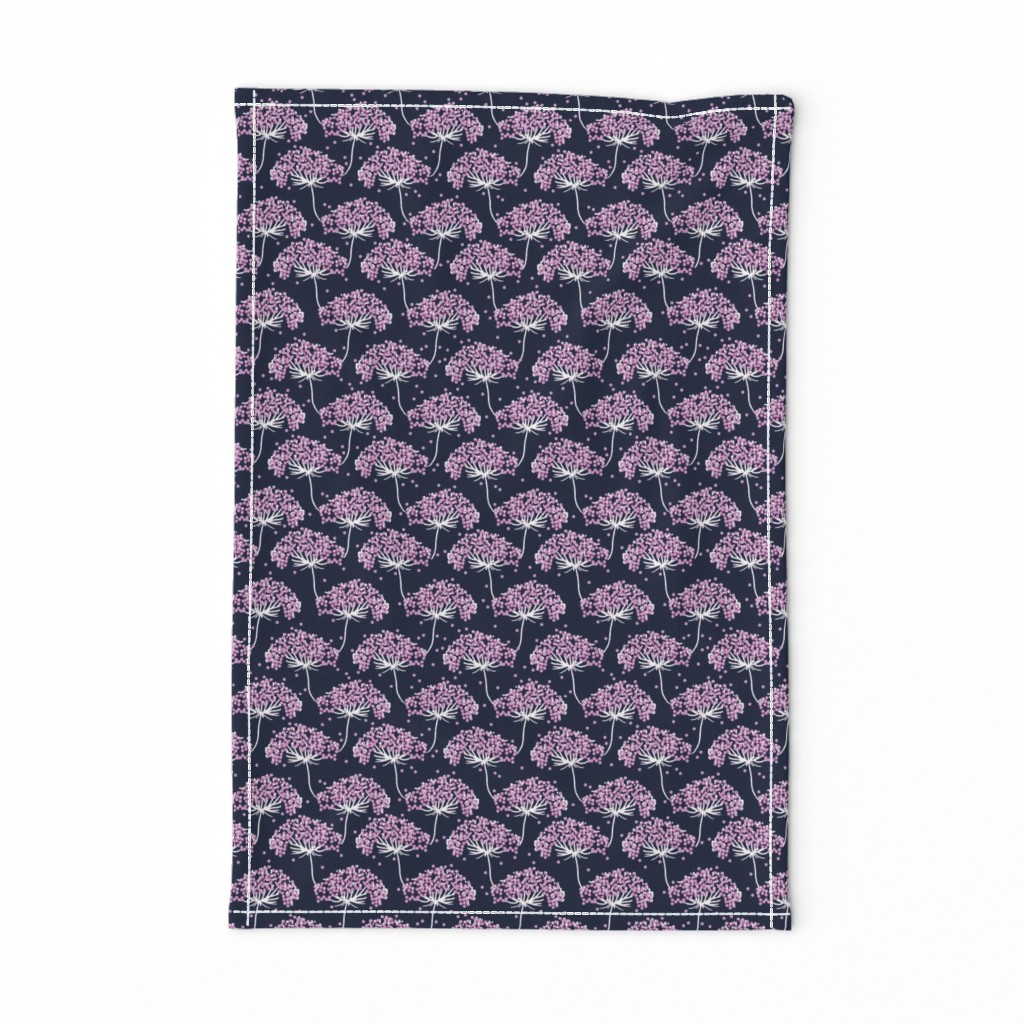 Yarrow Navy - Modern Floral - Purple Floral - Wildflower pattern-ch