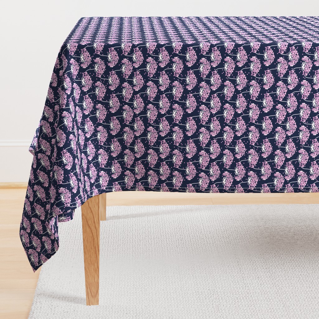 Yarrow Navy - Modern Floral - Purple Floral - Wildflower pattern-ch