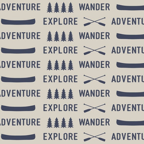 explore wander adventure || superior blue on beige - adventure camp - Large Scale