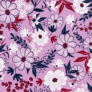 Harper Floral - Orchid Spoonflower Limited Color Palette Challenge
