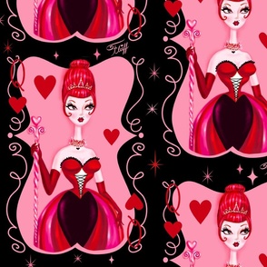 Queen of Hearts - on black - MEDIUM