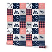 Little Lady - Kid you will move mountains - bright coral and navy 