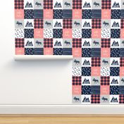 Little Lady - Kid you will move mountains - bright coral and navy 