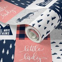 Little Lady - Kid you will move mountains - bright coral and navy 