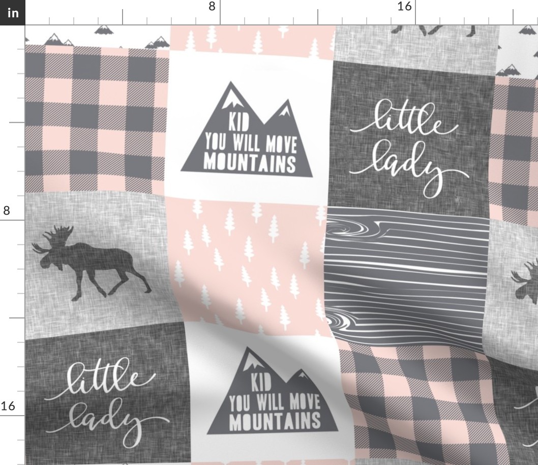 Little lady / Kid you will move mountains - light  pink and grey