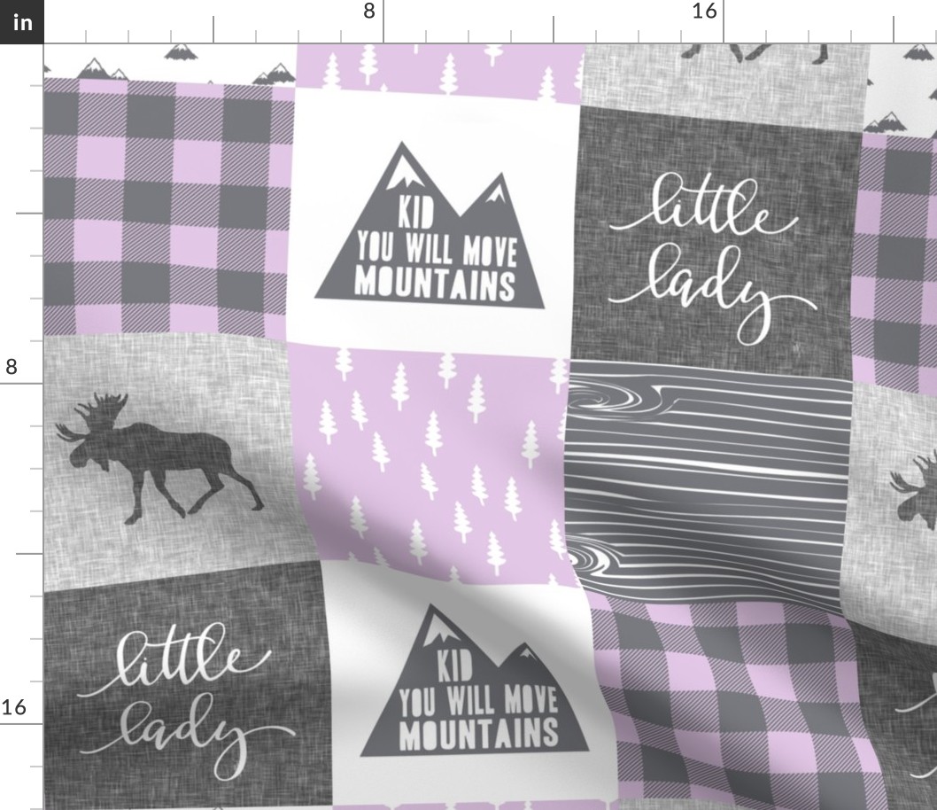 Little lady and kid you will move mountains - purple and grey 