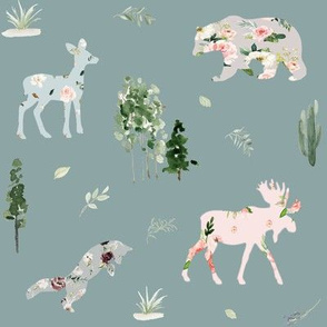 8" Floral Woodland Friends // Cascade